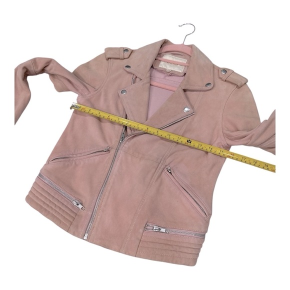 MAJE ladies Basalt Suede Biker Jacket Pale Pink  size 38 - Picture 10 of 14